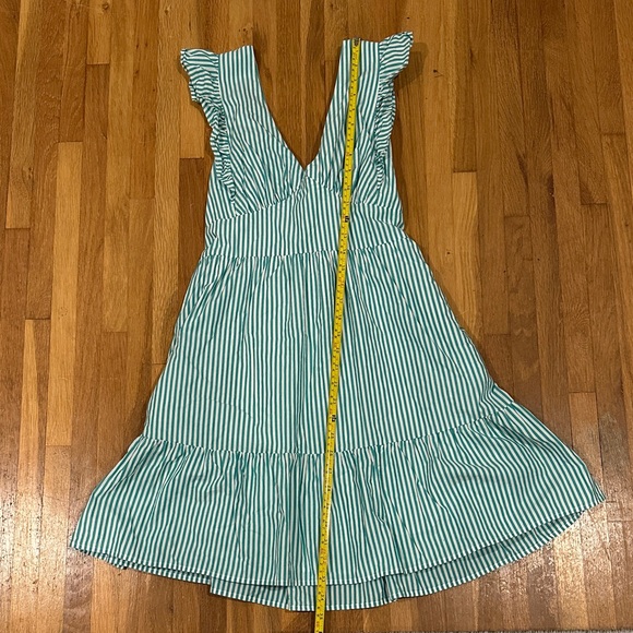Skies Are Blue | Striped Green/Teal and White Dress with tie back - Picture 4 of 16